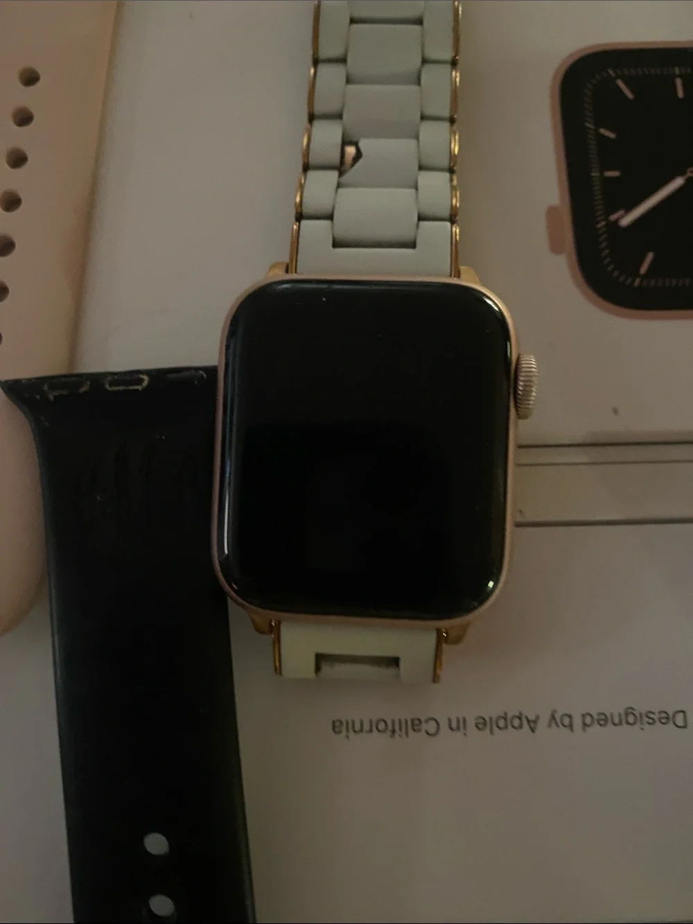 Apple Watch in Rose Gold With Michele Sport Band Charger and Extras